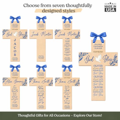 Personalized Catholic Baptism Cross for Boys & Girls May God Bless