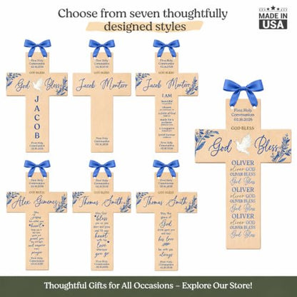Personalized Catholic Baptism Cross for Boys & Girls May God Bless