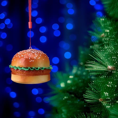 Food Christmas Tree Ornaments Set - Hamburger Design, 3 Pack