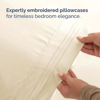 Full XL Bed Sheet Set by Hotel Luxury | 4-Piece Soft, Breathable & Cooling Bedding - Off White