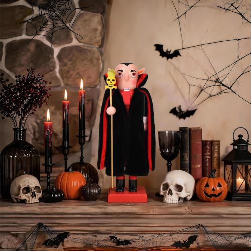 Halloween Vampire Nutcracker Decor - 10 Inch Wooden Spooky Soldier Figurine