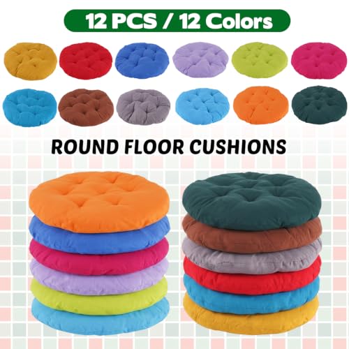 16 Inch Round Floor Cushions for Kids & Toddlers, Flexible Seating, 12 Colors