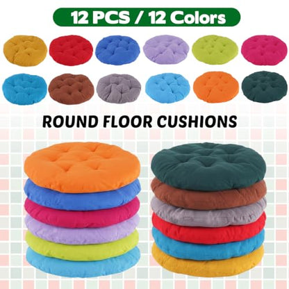 16 Inch Round Floor Cushions for Kids & Toddlers, Flexible Seating, 12 Colors