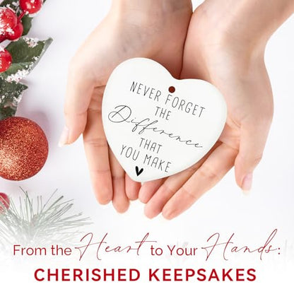 Heart-Shaped Thank You Gifts Ceramic Ornament for Christmas & Home Decor