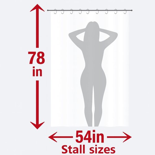 Dependable Industries inc. Essentials White Fabric Shower Curtain Liner 54" x 78" Stall Size – Hotel Quality 100% Polyester with Weighted Hem & Buttonhole Top – Water Repellent Machine Washable