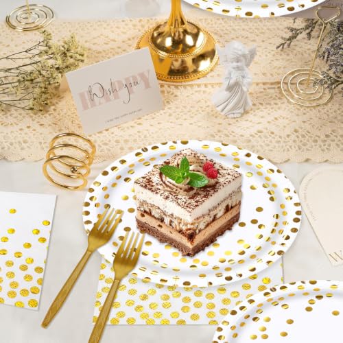 White Gold Disposable Paper Plates Set for Parties - 75 Pieces, Variation: White Gold4