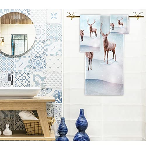 Naanle Magic Deers Tree Christmas Soft Set of 3 Towels - Holiday Decor