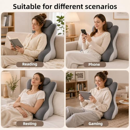Reading Pillow with Arms for Bed and Sitting Support, Memory Foam Backrest