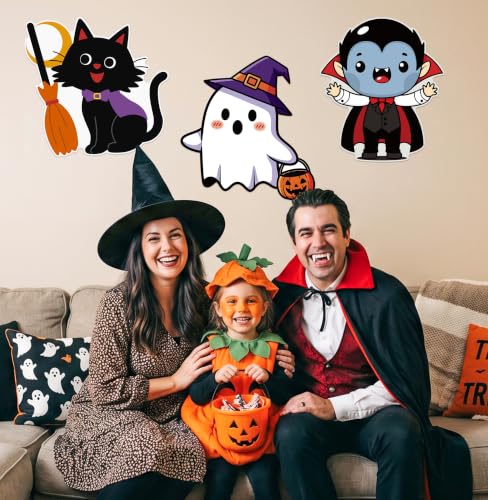 Halloween Cardboard Cutouts Set - 12 Large Spooky Characters for Decorations