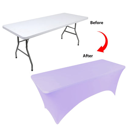 BDDC Table Covers for 4 Foot Tables, Spandex Table Covers 4ft, Light Purple Table Cloths Rectangle 4ft for Events, Wedding, Banquets & Parties