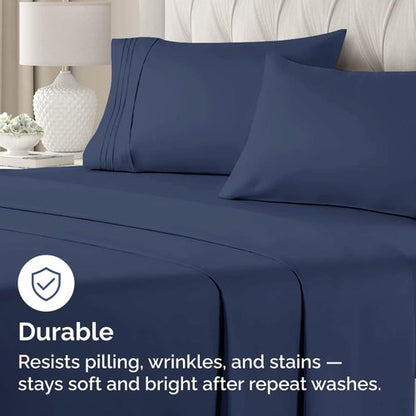 King Standard Pillow Cases Set of 2 - Soft Hotel Quality Pillowcase Covers - Comfy, Cozy & Fade Free - Wrinkle Resistant - Machine Washable Pillow Protectors - 2 Piece Set - King Standard Navy Blue