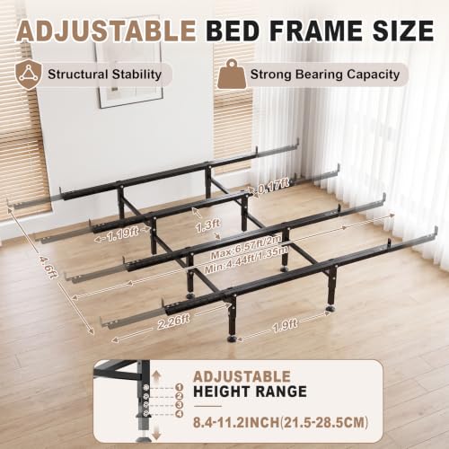Bed Slats Center Support System 4 Cross Rail with 8 Adjustable Legs - Metal