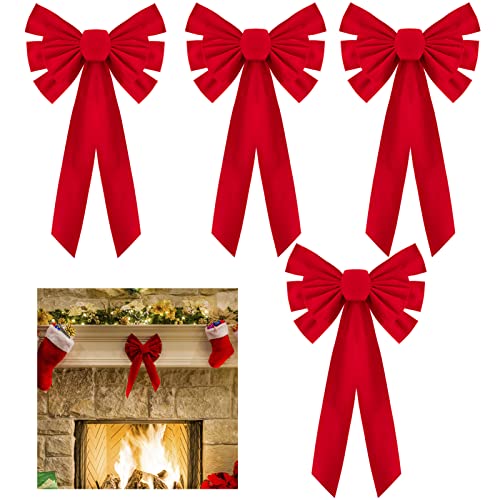 Christmas Red Velvet Bow Set - 21x9 Inches Holiday Decor for Windows, Doors, & Gifts