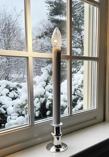 Celestial Lights Battery Operated Window Candle Set - Brushed Nickel, Timer & Flicker/Steady
