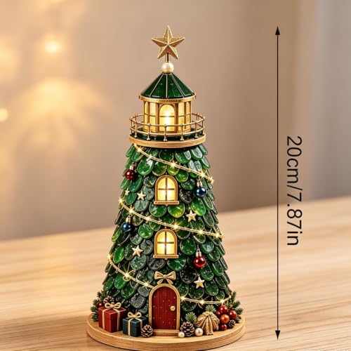 Lighted Christmas Lighthouse DIY Craft Kit Coastal Sea Glass Style