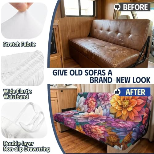Dahlia RV Jackknife Sofa Cover Set - 2 Piece, High-Stretch Fabric, Easy Fit