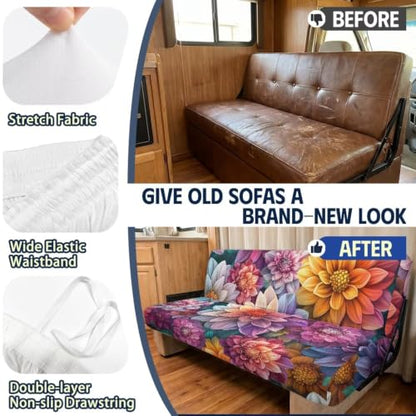 Dahlia RV Jackknife Sofa Cover Set - 2 Piece, High-Stretch Fabric, Easy Fit