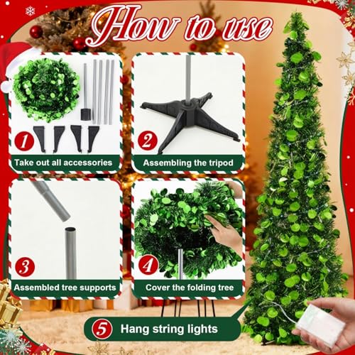 5 ft Collapsible Artificial Christmas Tree with LED Lights - Green, Variation of THIS listing