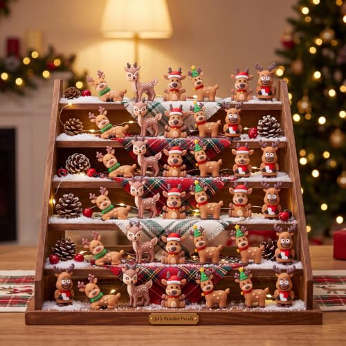 Mini Reindeer Figurines Set of 50 - 5 Styles Christmas Decorations