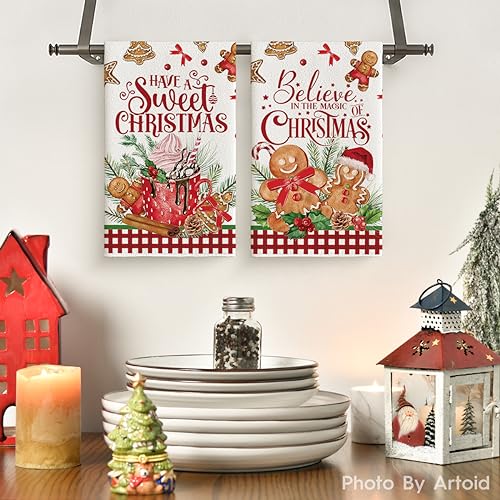Christmas Kitchen Towels Set of 2 - 18x26 Inch Soft Absorbent Dish Towels