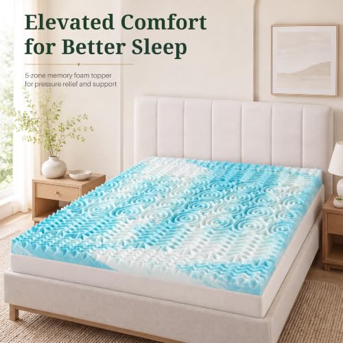 Blue Twin Mattress Topper 3 Inch Gel Memory Foam Support Mattress Pad