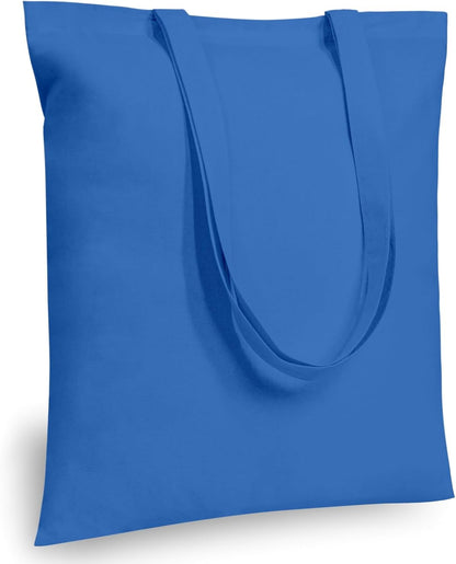 TOPDesign 24-Pack Ocean Blue Cotton Tote Bags - Lightweight Reusable Grocery Bags for DIY & Promotions