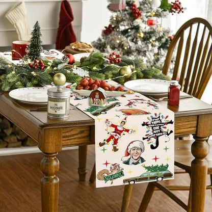 White Christmas Table Runner 13x72 Inch Holiday Home Party Decor