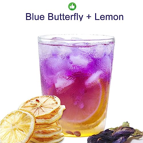 Plant Gift Dried Blue Butterfly Pea Flowers Tea, (Clitoria Ternatea) Edible Flowers, Dragon Pea Flower, Butterflies Tea Recipes Food Coloring 40G/1.41oz