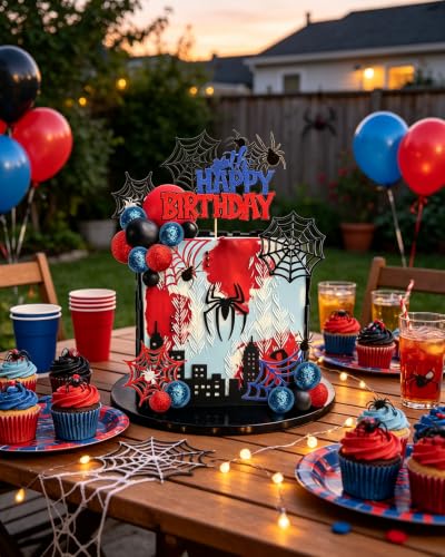 Red Spider Cake Topper Set for Halloween & Party Decorations