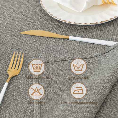 Taupe Grey Rectangular Tablecloth 118x57 Inches Linen Textured Water-Resistant