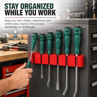 Magnetic Pry Bar Holder Wall Mount Organizer for Garage & Workshop