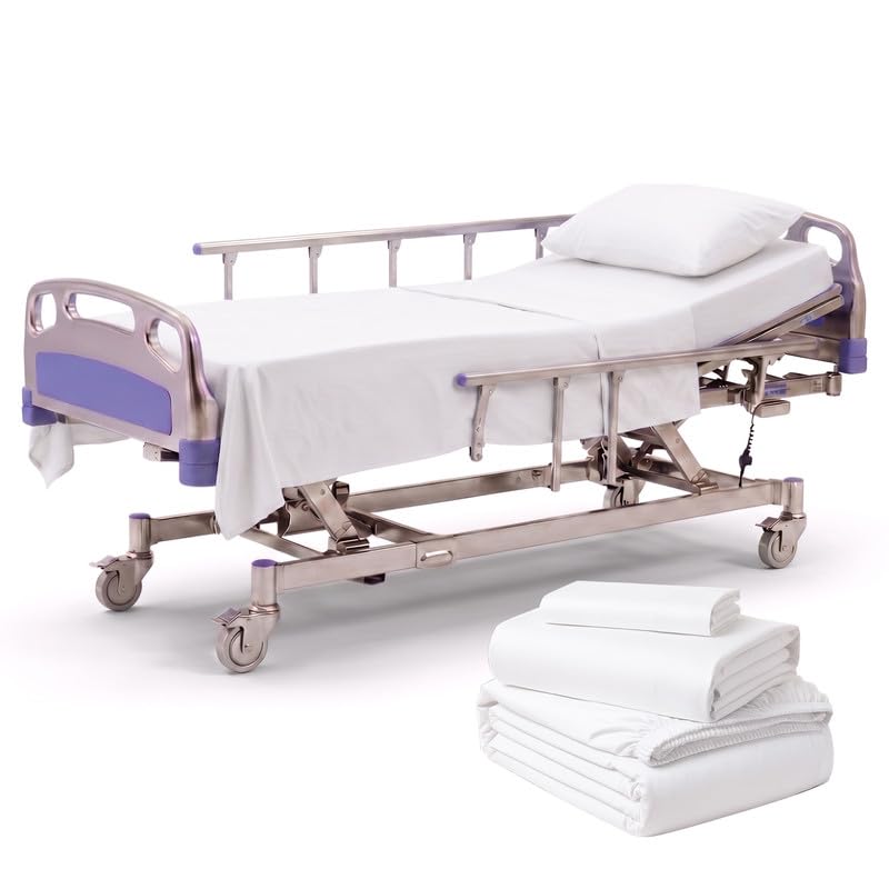 Hospital Bed Sheet Set 36 x 84 Inch 3-Piece Egyptian Cotton 400 Thread Count White Variation of White / Standard 36"X84"X12" Drop