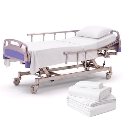 Hospital Bed Sheet Set 36 x 84 Inch 3-Piece Egyptian Cotton 400 Thread Count White Variation of White / Standard 36"X84"X12" Drop