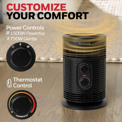 Honeywell 360° Surround Space Heater with Fast 2-Second Warmth, 1500W