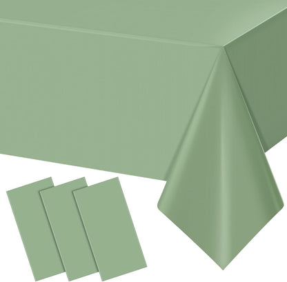 Skiennix Sage Green Tablecloths - Waterproof Disposable Covers for Rectangle Tables | 54 x 108 Inch, 3-Pack
