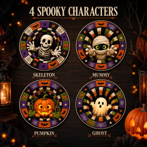 Halloween Coasters Set of 4 - Spooky Drink Table Decor for Parties