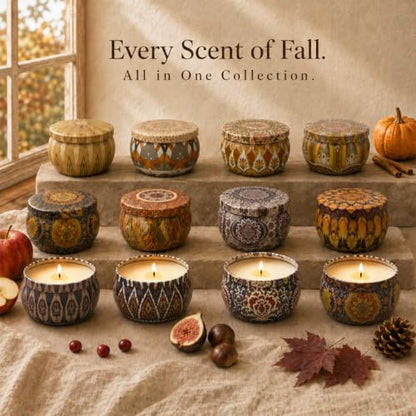 Fall Scented Candle Gift Set - 12 Soy Candles with Autumn Fragrances, 2.5 oz Each - Fall Candles Variation of THIS listing