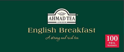 Ahmad Tea Black Tea, English Breakfast Teabags individually wrapped in foil, 100 ct - Caffeinated & Sugar-Free