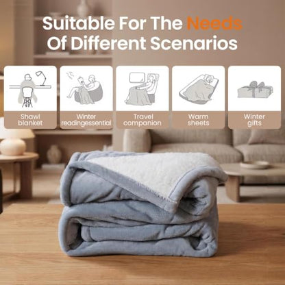 Electric Heated Throw Blanket 50x60 Soft Flannel Sherpa Cozy Bed Couch