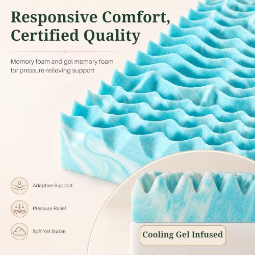 Blue Twin Mattress Topper 3 Inch Gel Memory Foam Support Mattress Pad