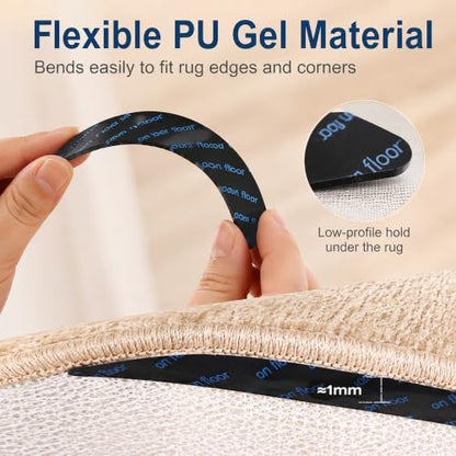 12 Pcs Rug Gripper Tape Non-Slip Adhesive Edge Pads for Hardwood Floors