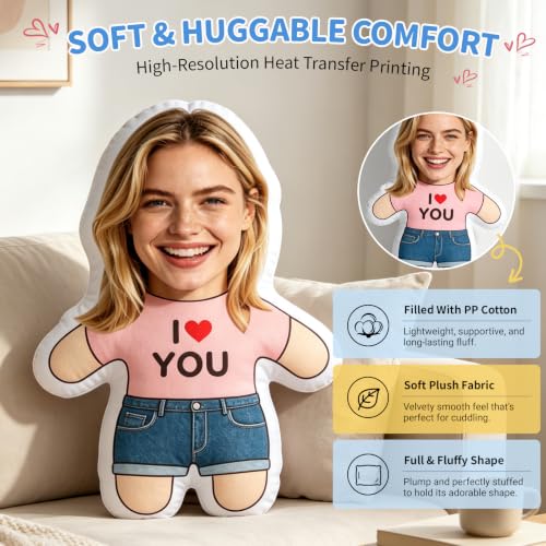 Custom Face Pillow with Body - Double Sided Personalizable Plush, Face1