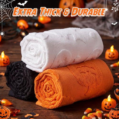 Halloween Cotton Hand Towels Set - Spooky 14x29 Bathroom Decor, 3 Pcs