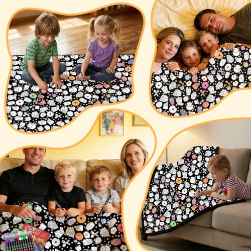DIY Coloring Blanket for Adults & Kids - Desserts Variation 50x60 Inch