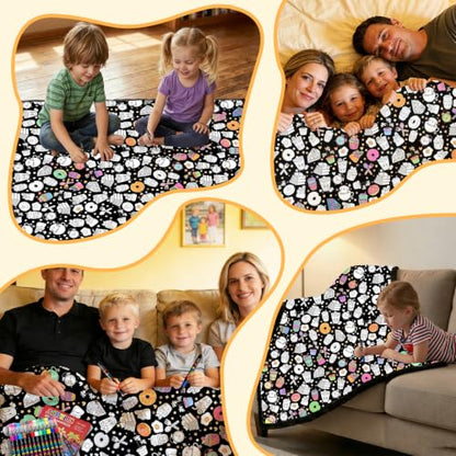 DIY Coloring Blanket for Adults & Kids - Desserts Variation 50x60 Inch