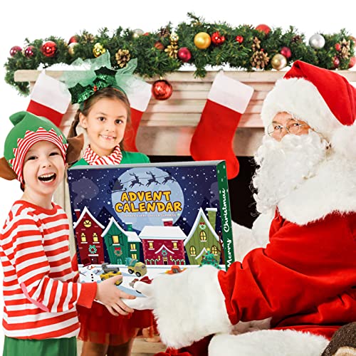 Christmas Advent Calendar with 24 Pull Back Cars - Holiday Countdown Toy for Kids