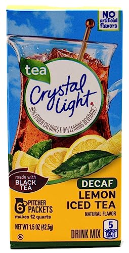 Crystal Light Lemon Decaf Iced Tea Natural Flavor Drink Mix, 12-Quart Canister (Pack of 4)