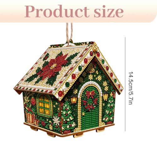Reindeer Wooden House Christmas Craft Kit with Pearls and Glitter