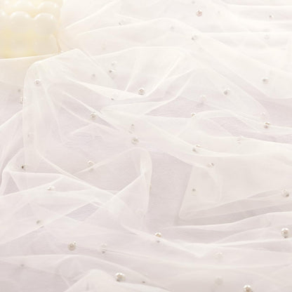 Socomi Pearl Table Runner - Elegant Tulle in Ivory White for Spring & Easter | 10FT Gauze Dining Decor