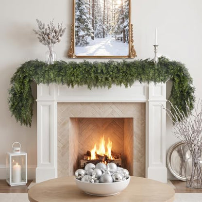 6FT Artificial Cedar Garland Christmas Decor Full Foliage Realistic Green